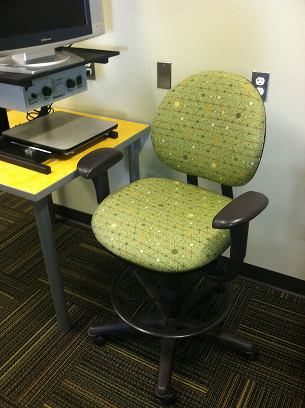 Re-upholstered office chair